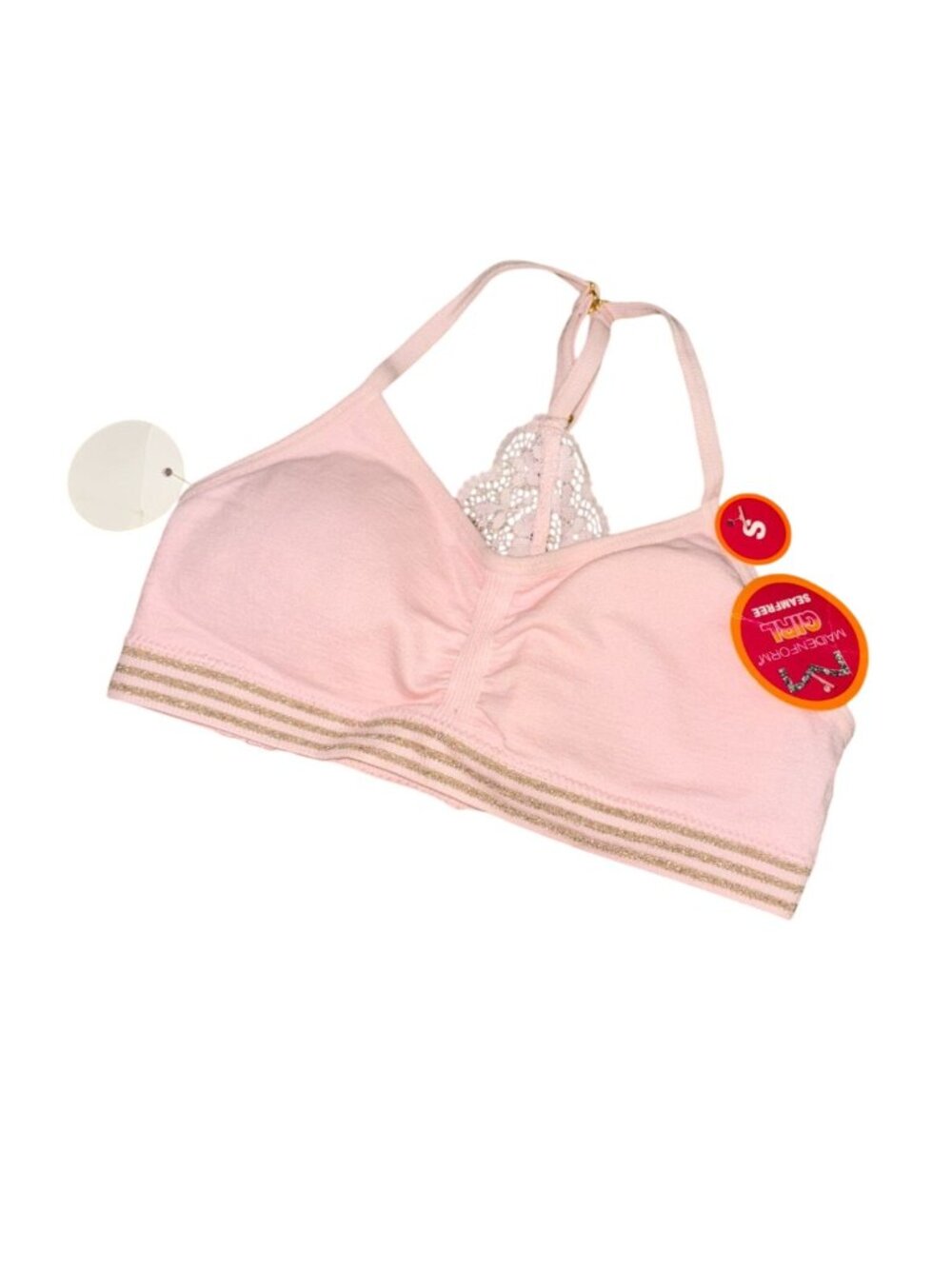 Maidenform girls pullover removable padding bra-pink-size Small (6/6X)-NWT
